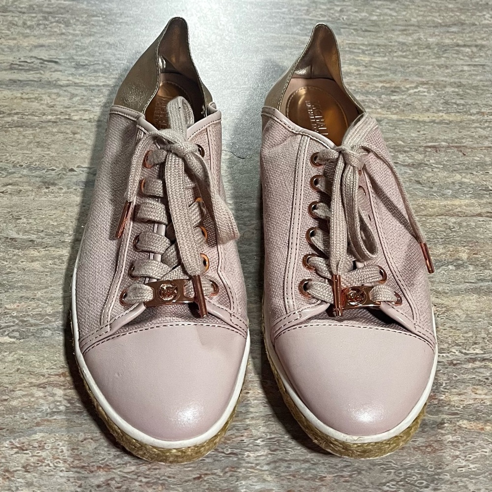 Michael Kors Pink Blush Color Espadrille Sneakers with Metallic pink Back